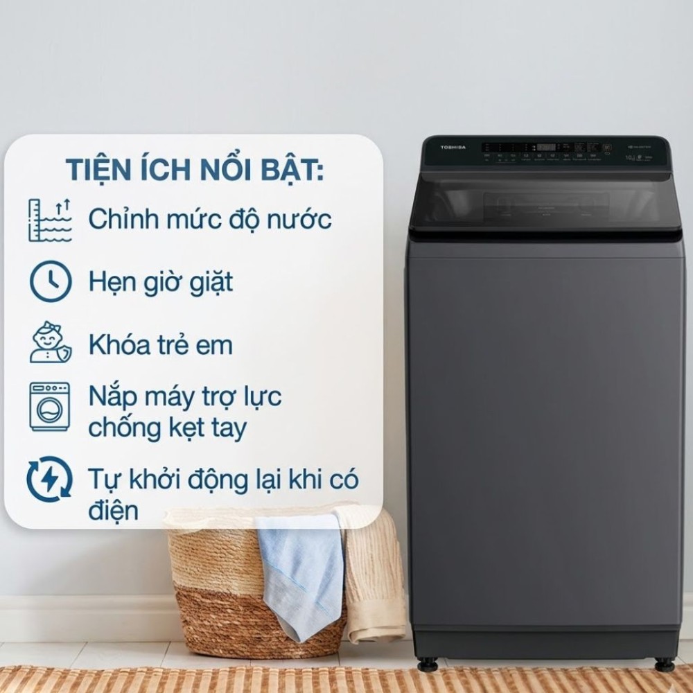 Máy giặt Toshiba Inverter 12 kg AW-T26D1300TV(MG) - Hàng chính hãng