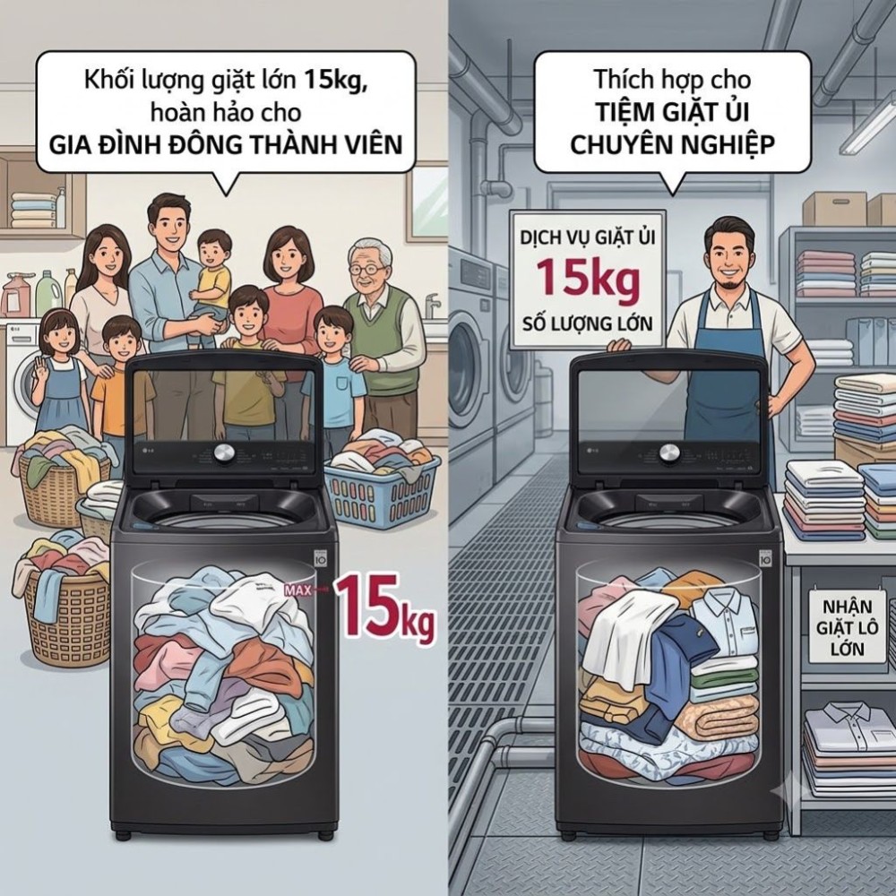 Máy giặt lồng đứng LG inverter 15kg T2315DX5G - Hàng chính hãng