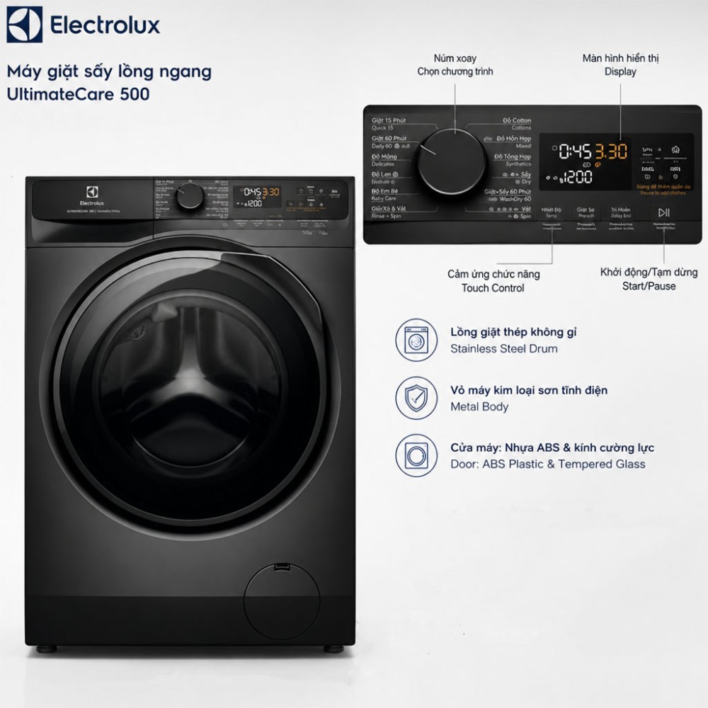 Máy giặt sấy Electrolux UltimateCare 500 Inverter 13 kg EWW1343P5SC - Hàng chính hãng
