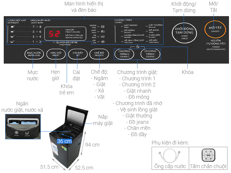 Máy giặt Toshiba 8 kg AW-M905BV(MK)  - Hàng chính hãng