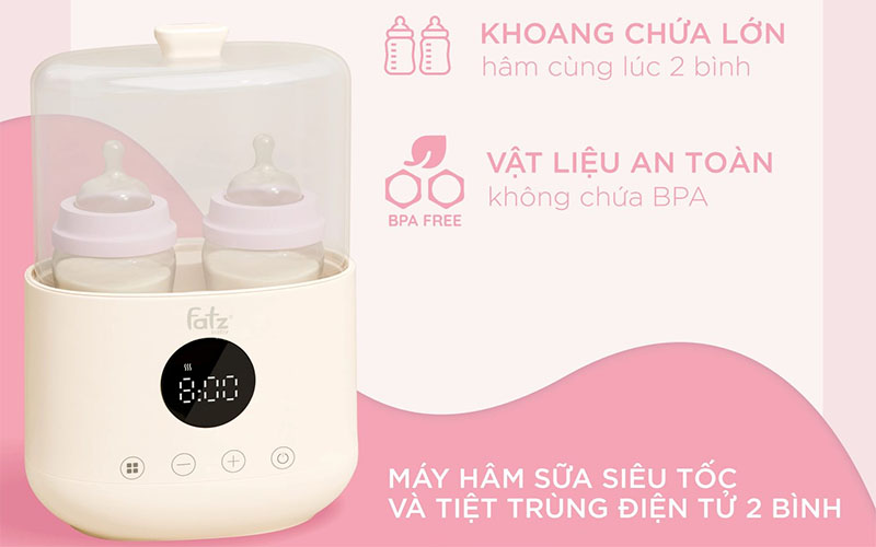 Máy hâm sữa và tiệt trùng điện tử Fatzbaby Duo 8 FB3062SJ - Hàng chính hãng