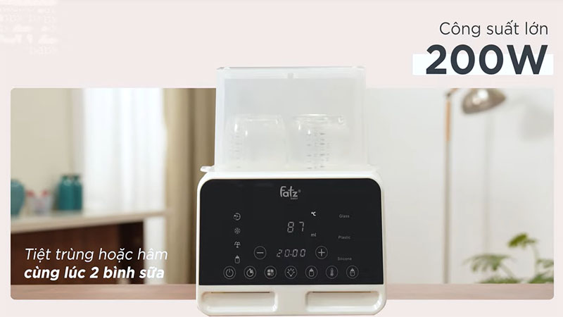 Máy hâm sữa và tiệt trùng điện tử Duo 9 Fatzbaby FB3095KB - Hàng chính hãng
