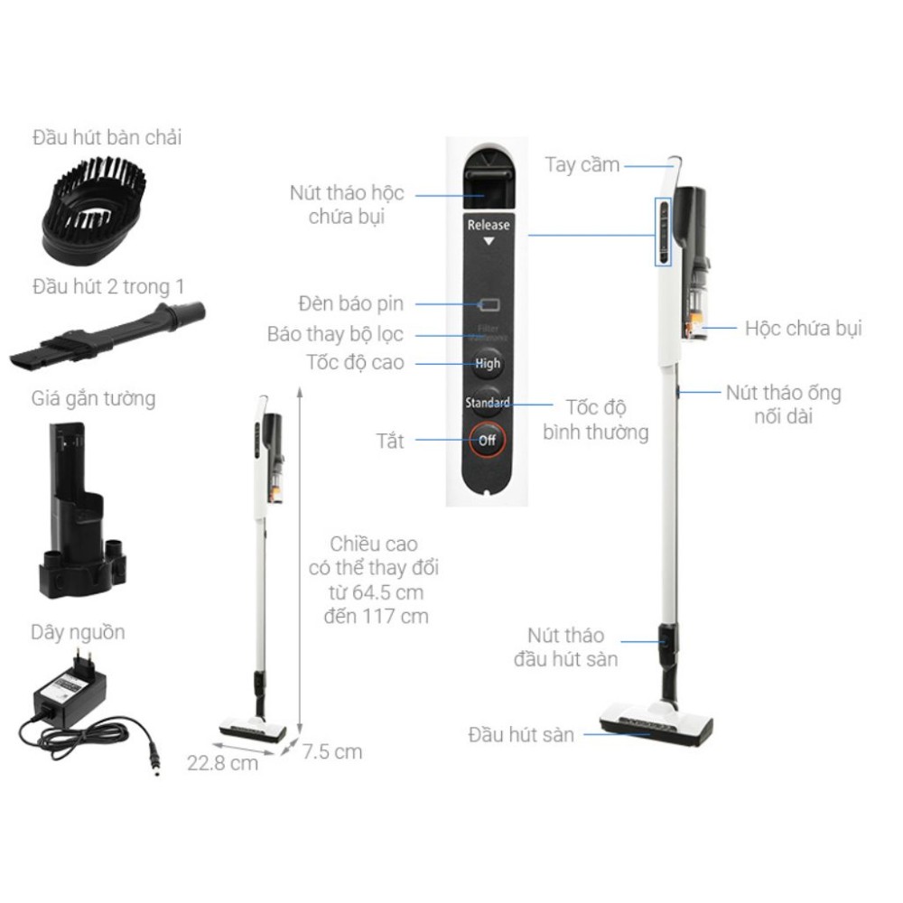 Máy hút bụi không dây Hitachi PV-XL1K - Hàng chính hãng