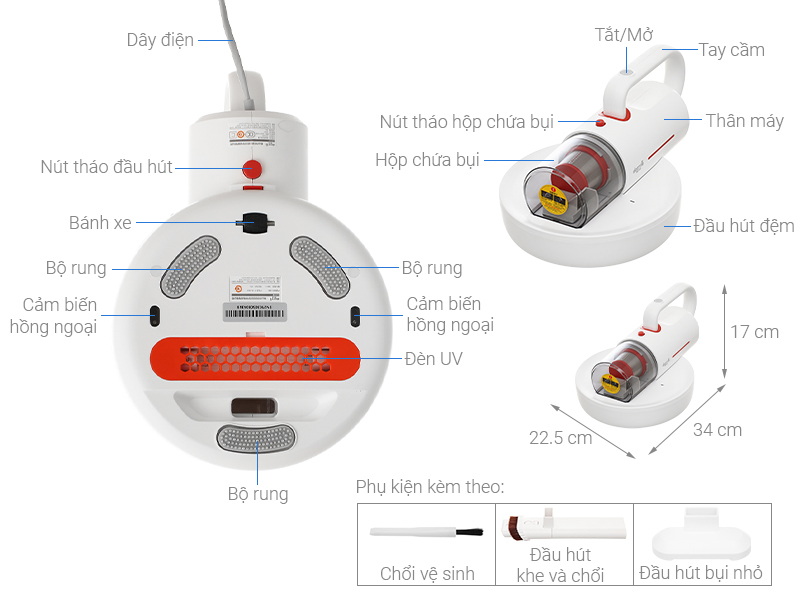 Máy hút bụi đệm giường Deerma CM1300 - Hàng chính hãng