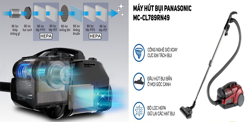 Máy hút bụi không túi Panasonic MC-CL789RN49 - Hàng chính hãng