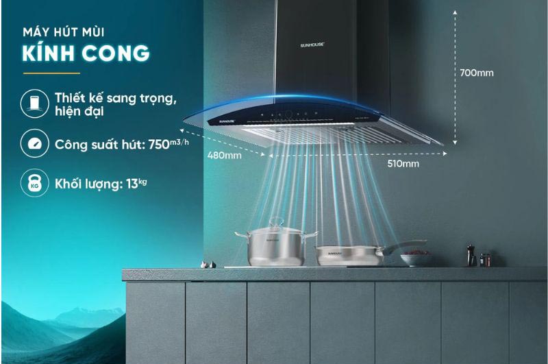 Máy hút khói khử mùi Sunhouse SHB-CBQD02-BH - Hàng chính hãng