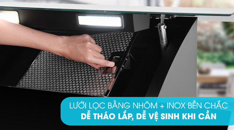 Máy hút mùi kính vát Pramie DE19-900 - Hàng chính hãng