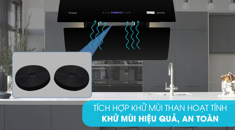 Máy hút mùi kính vát Pramie DE19-900 - Hàng chính hãng