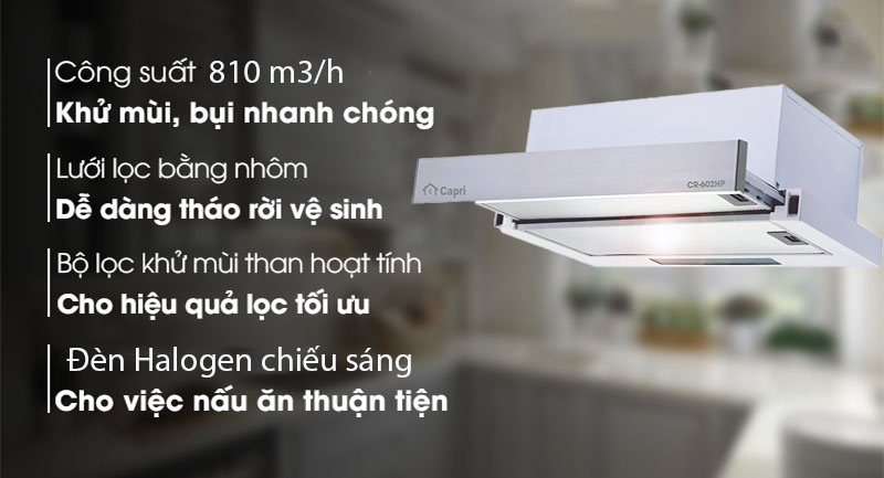 Máy hút mùi âm tủ Capri CR-602HP - Hàng chính hãng