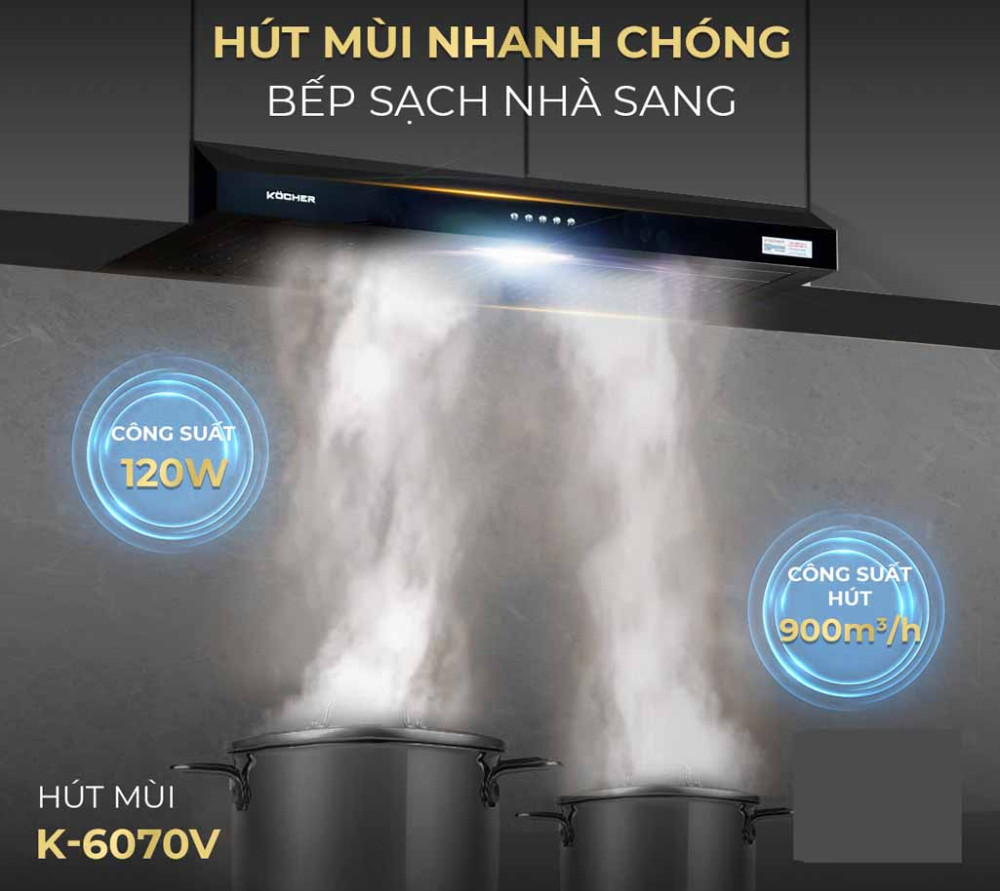 Máy hút mùi Kocher K-6070V - Hàng chính hãng