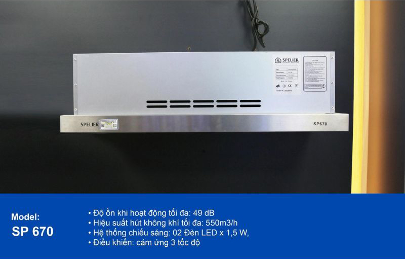 Máy hút âm tủ mùi Spelier SP670 - Hàng chính hãng