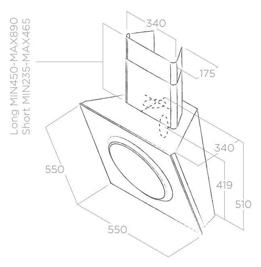 Máy hút mùi áp tường Elica MINI OM WH/F/55 - Hàng chính hãng