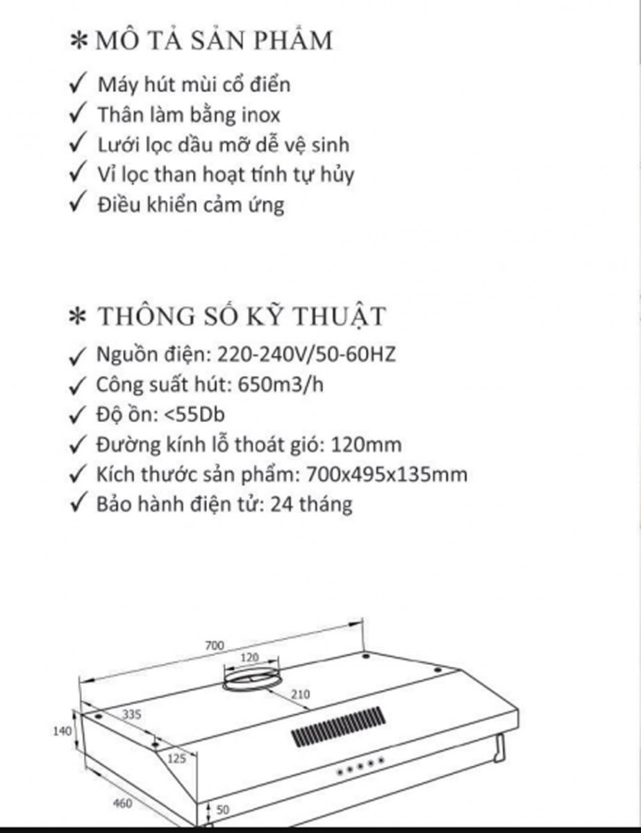 Máy hút mùi cổ điển Civin SMART  - Hàng chính hãng
