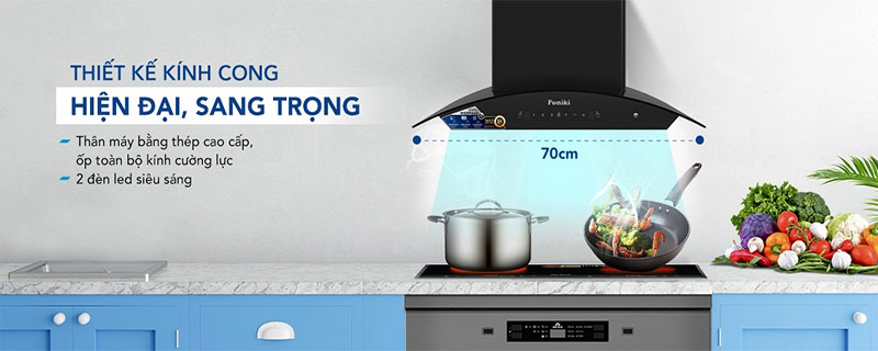 Máy hút mùi kính cong Funiki HKH9663 - Hàng chính hãng