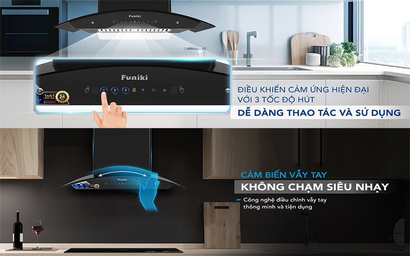 Máy hút mùi kính cong Funiki HKH9663 - Hàng chính hãng