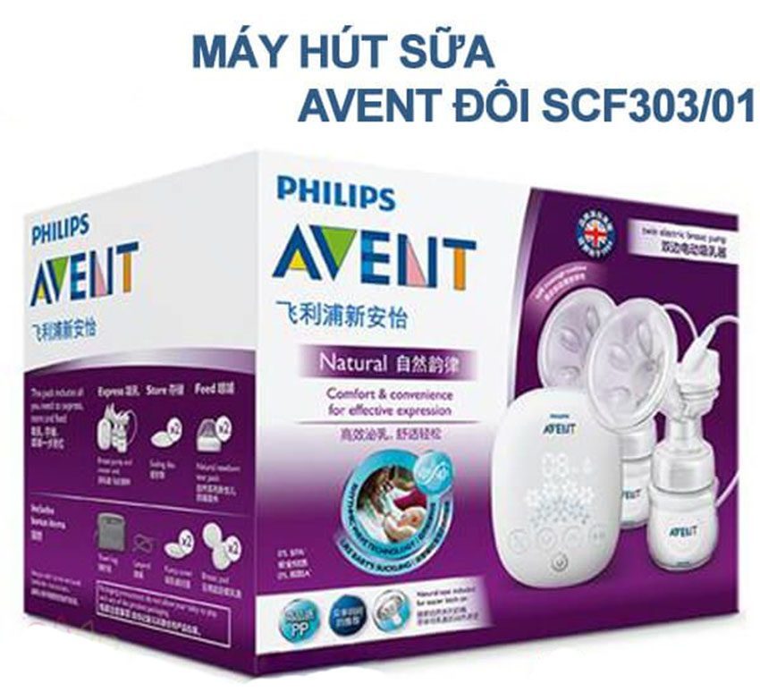 Máy hút sữa bằng điện đôi Philips Avent SCF303/01 - Hàng chính hãng