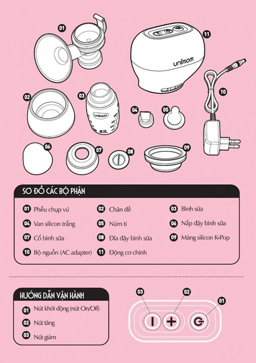 Máy hút sữa điện đơn Unimom K-pop UM871098 - Hàng chính hãng