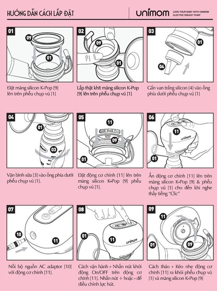 Máy hút sữa điện đơn Unimom K-pop UM871098 - Hàng chính hãng