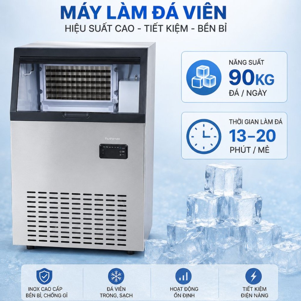 Máy làm đá viên công nghiệp Fujihome IM90 - Hàng chính hãng
