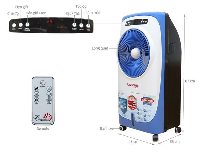 Máy làm mát không khí Sunhouse SHD7710 - Hàng chính hãng