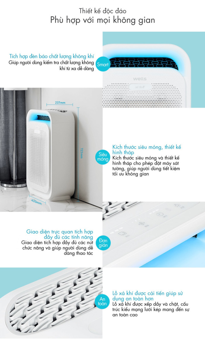Máy lọc không khí Wells Jet Blue AL 315 AWA - Hàng chính hãng