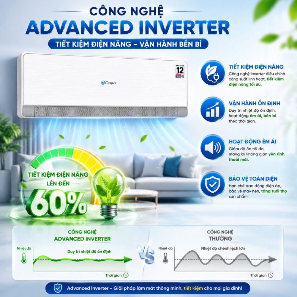 Máy lạnh Casper Inverter 1 HP QC-09IU36A - Hàng chính hãng