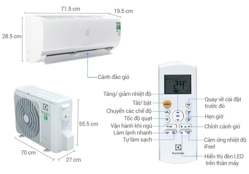 Máy lạnh hai chiều Electrolux ESV09HRK-A3 - Hàng chính hãng