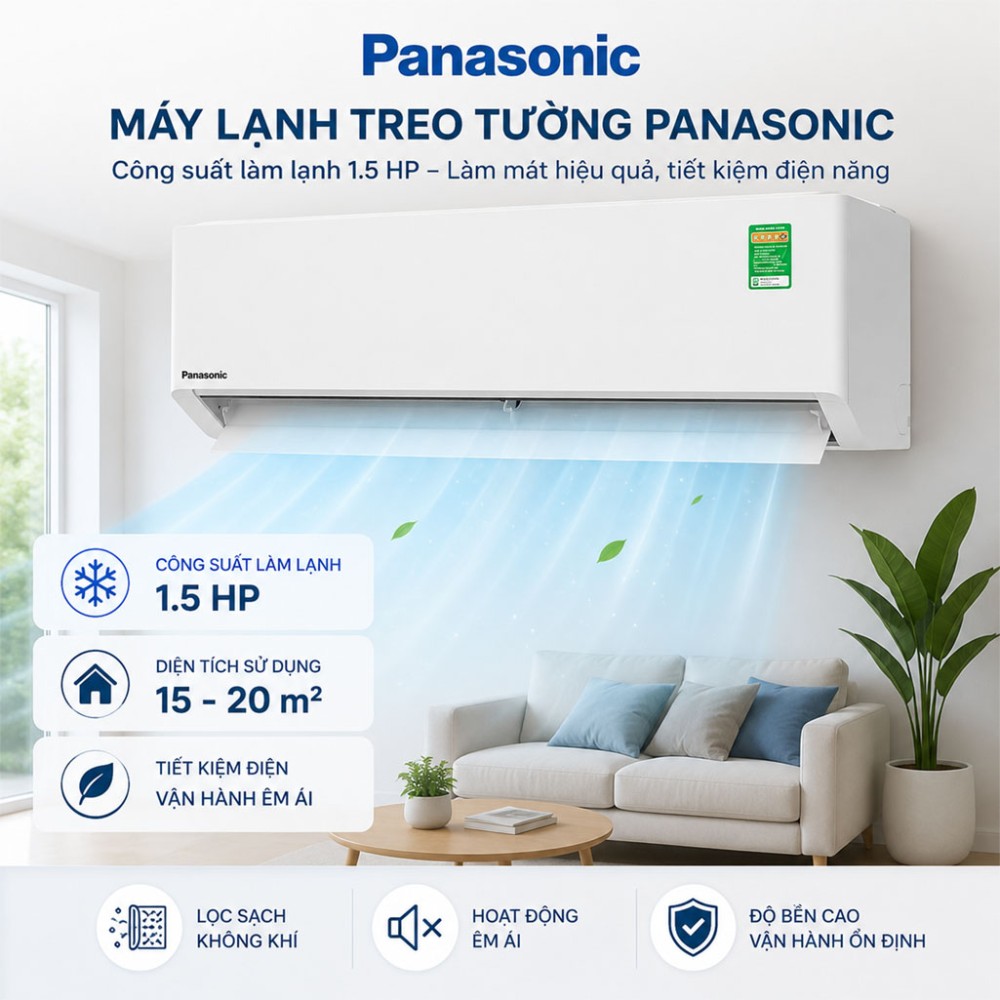 Máy lạnh Panasonic Inverter 1.5 HP CU/CS-U12BKH-8 - Hàng chính hãng
