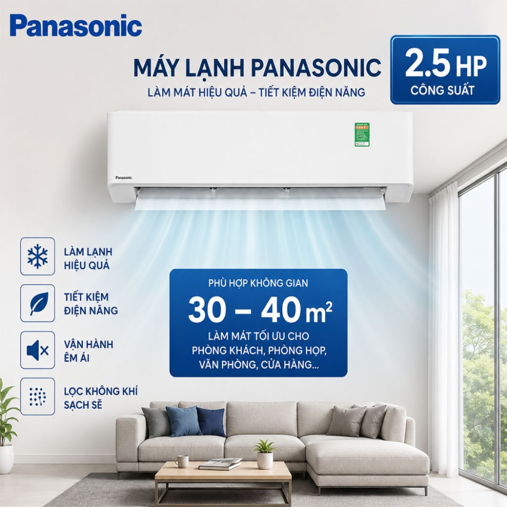 Máy lạnh Panasonic Inverter 2.5 HP CU/CS-U24BKH-8 - Hàng chính hãng