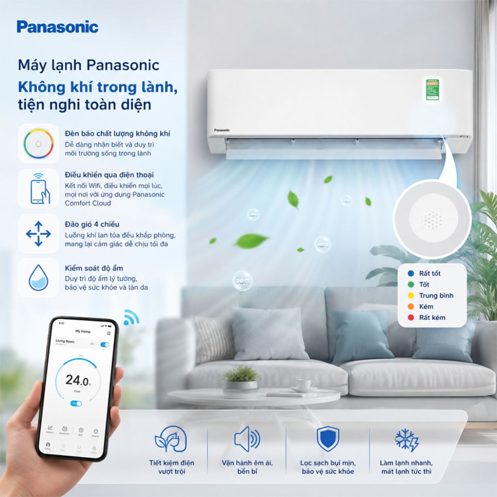 Máy lạnh Panasonic Inverter 2.5 HP CU/CS-XU24BKH-8 - Hàng chính hãng