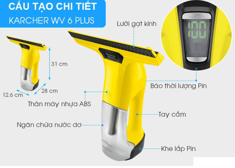 Máy lau kính dùng pin Karcher WV6 PLUS - Hàng chính hãng