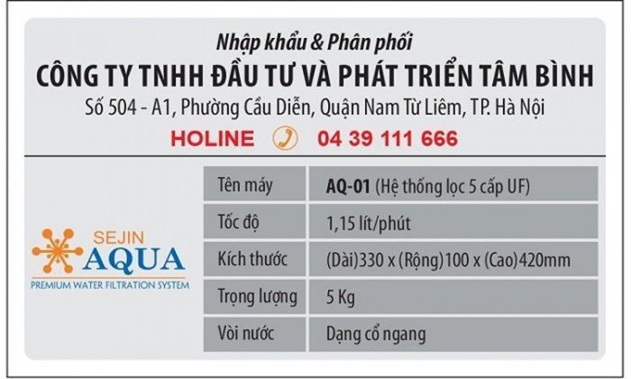 Máy lọc nước Sejin Aqua AQ-01 - Hàng chính hãng
