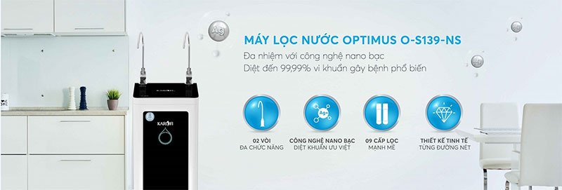 Máy lọc nước Karofi Optimus O-S139-NS - Hàng chính hãng