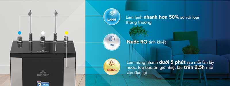 Máy lọc nước RO nóng lạnh Hòa Phát HWBR1A1021 - Hàng chính hãng