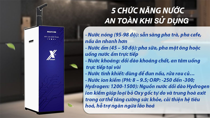 Máy lọc nước RO nóng nguội Maksim MAK-X5.0 - Hàng chính hãng