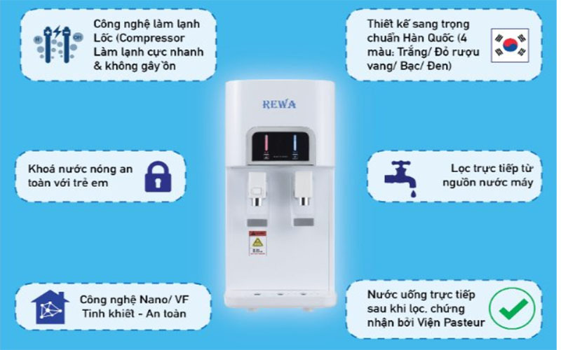 Máy lọc nước nóng lạnh Rewa RW-RO.NA-218 - Hàng chính hãng