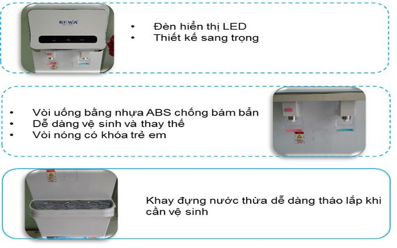 Máy lọc nước nóng lạnh Rewa RW-RO.NA-800S ( Đen, Trắng )  - Hàng chính hãng