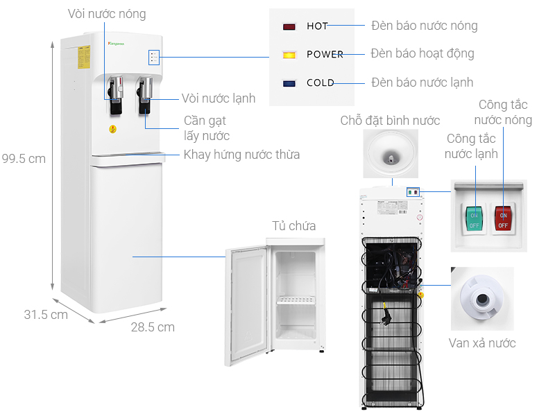 Máy nước nóng lạnh Kangaroo KG52A3 - Hàng chính hãng