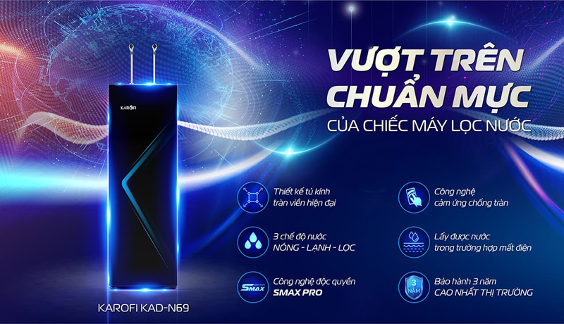 Máy lọc nước nóng lạnh Karofi KAD-N69 - Hàng chính hãng