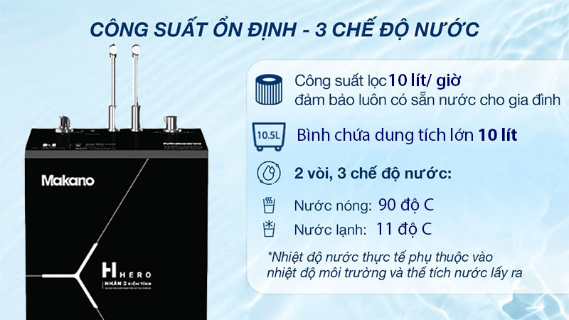 Máy lọc nước nóng nguội lạnh Makano H-Hero 2D MN301 - Hàng chính hãng