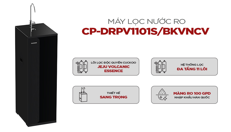 Máy lọc nước RO Cuckoo CP-DRPV1101S/BKVNCV - Hàng chính hãng