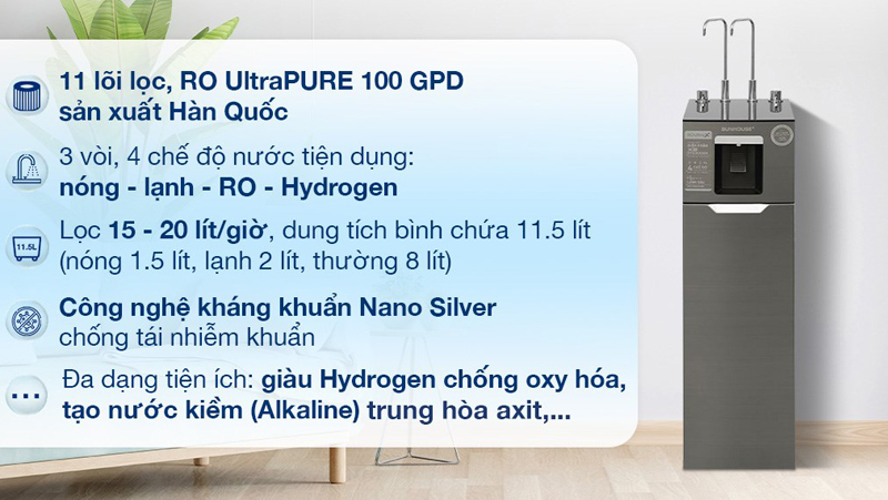 Máy lọc nước RO UltraX Sunhouse SHA76658SH - Hàng chính hãng