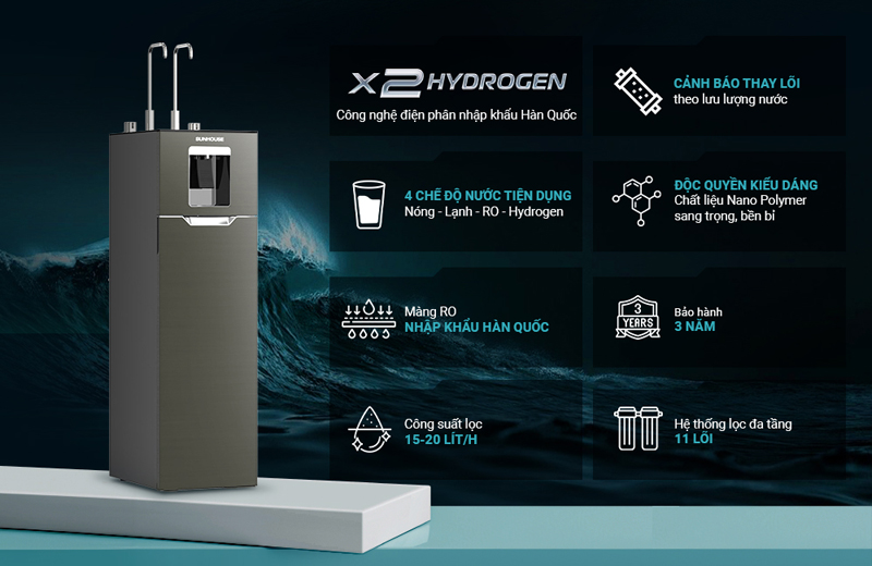 Máy lọc nước RO nóng nguội lạnh Sunhouse UltraX SHA76668SH - Hàng chính hãng