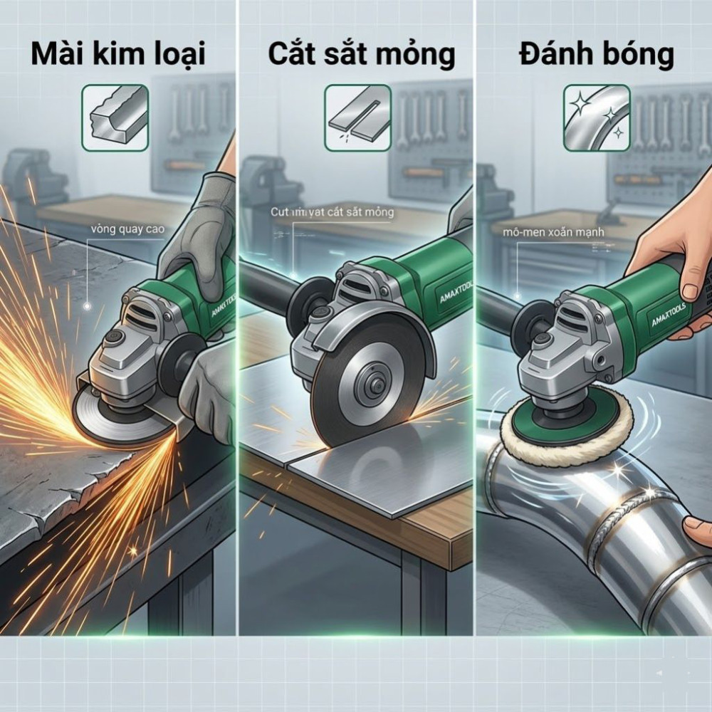 Máy mài góc 950W Amaxtools AMD950BL  - Hàng chính hãng
