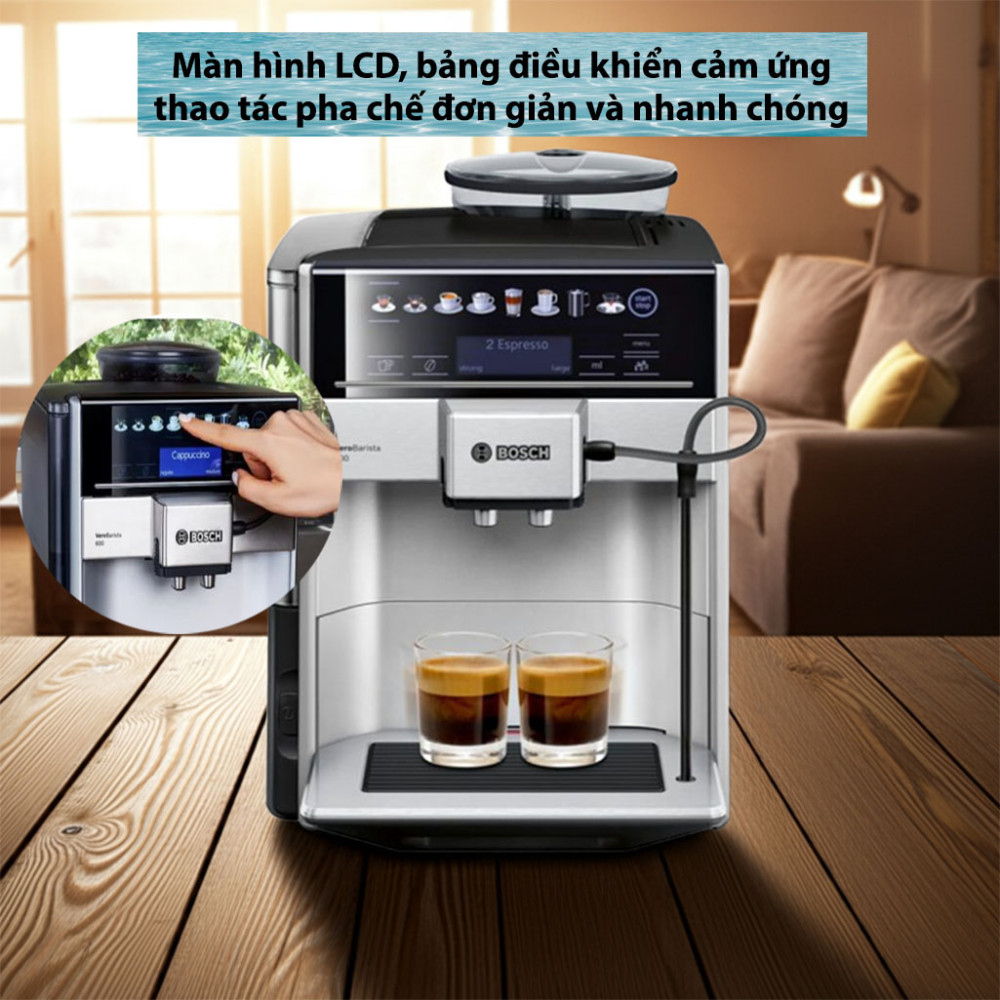 Máy pha cafe tự động Bosch TIS65621RW Vero Barista 600 Silver - Hàng chính hãng