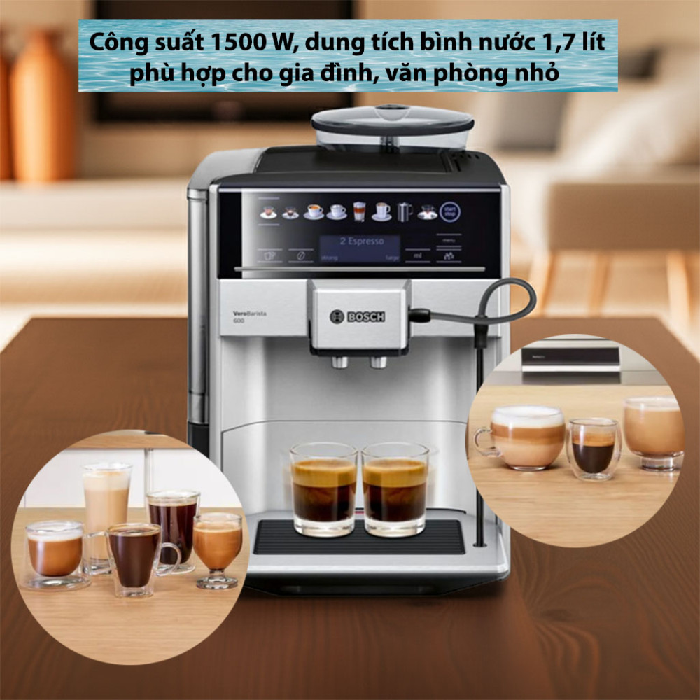 Máy pha cafe tự động Bosch TIS65621RW Vero Barista 600 Silver - Hàng chính hãng