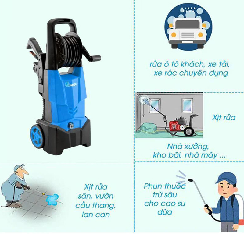 Máy phun rửa áp lực cao Fasa Pop 120 - Hàng chính hãng