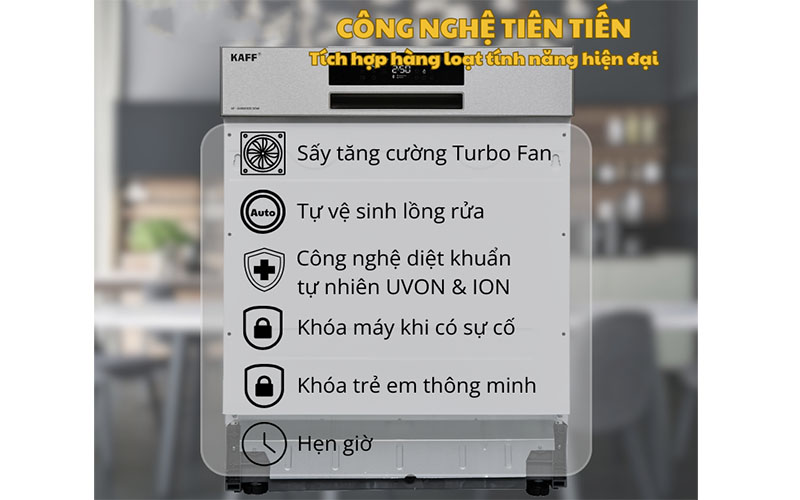 Máy rửa bát bán âm Kaff KF-GARDE820-SEMI - Hàng chính hãng