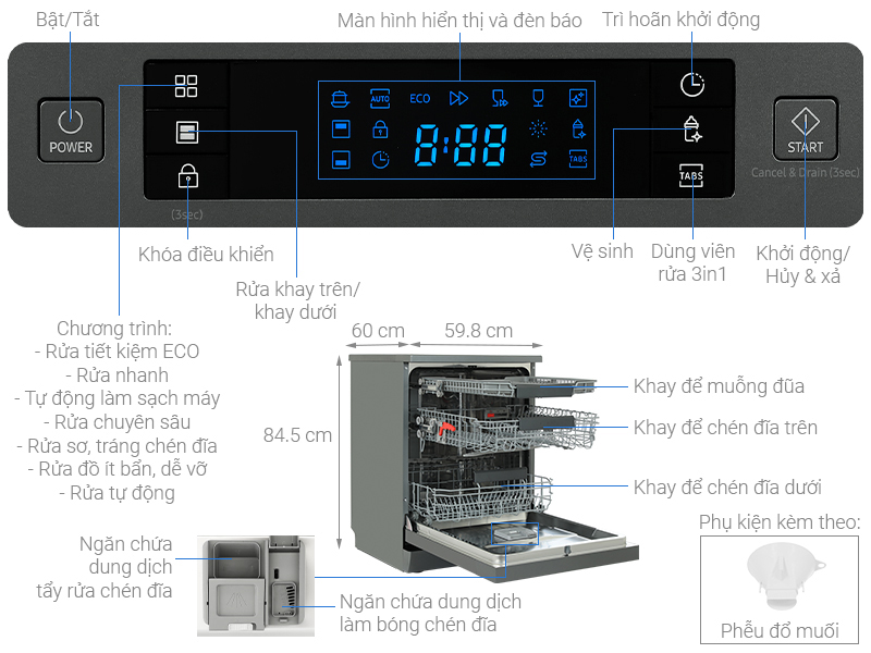 Máy rửa chén Samsung DW60CG550FSGSV - Hàng chính hãng