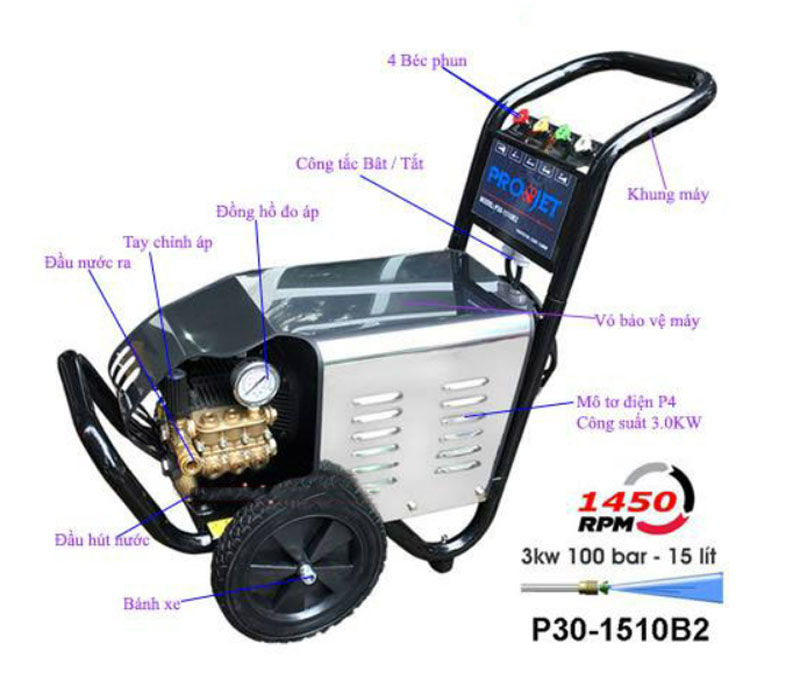 Máy rửa xe cao áp Projet P30-1510B2 - Hàng chính hãng